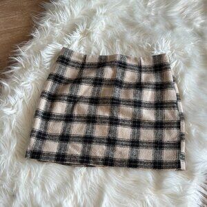 Forever 21 Tweed Mini Skirt Women's XS Black/White Buffalo Plaid